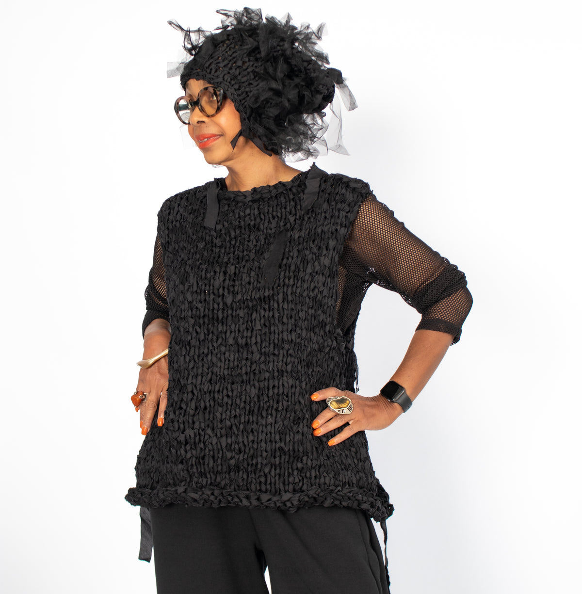 Kedziorek Handwoven Knit Vest, Black
