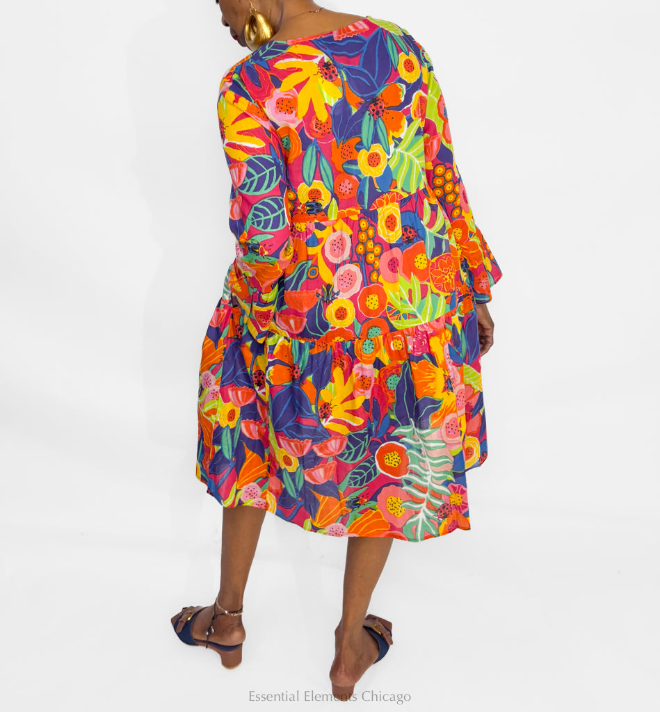 KikiSol Poppies Ruffle Dress