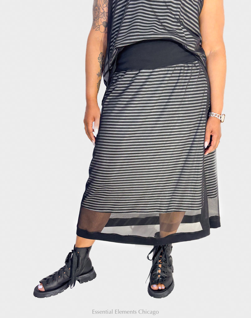 Luukaa Saphina Striped Mesh Skirt - Essential Elements Chicago