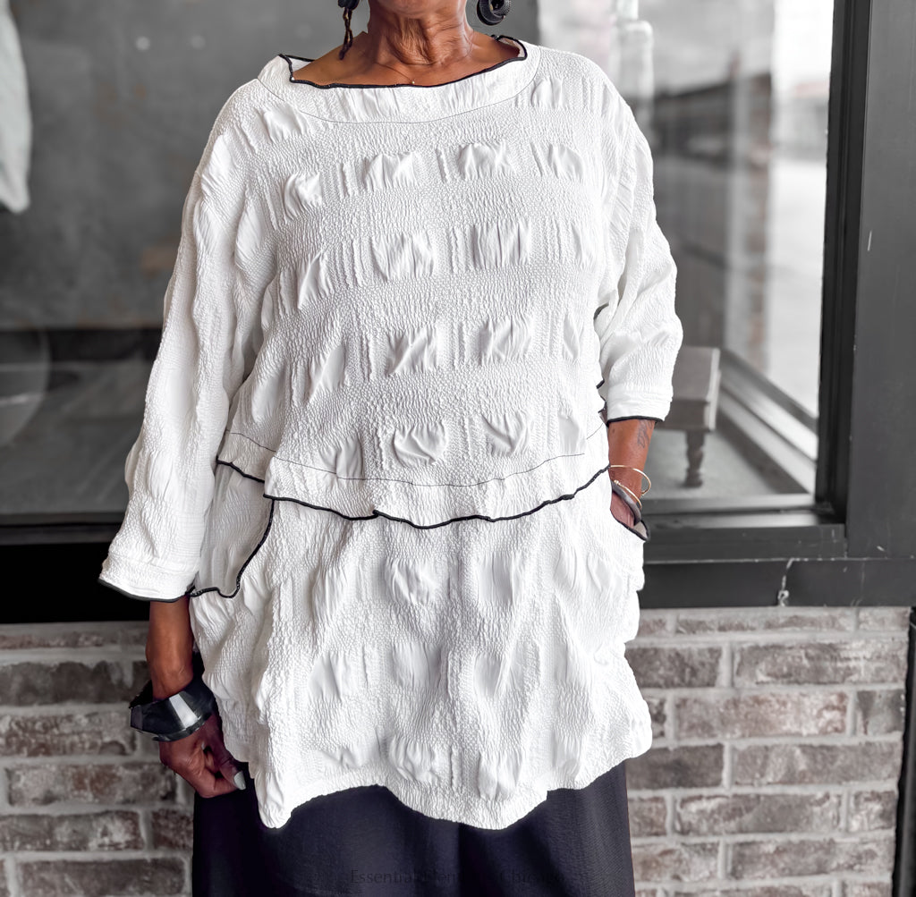 Moonlight Big Popcorn Tunic, White