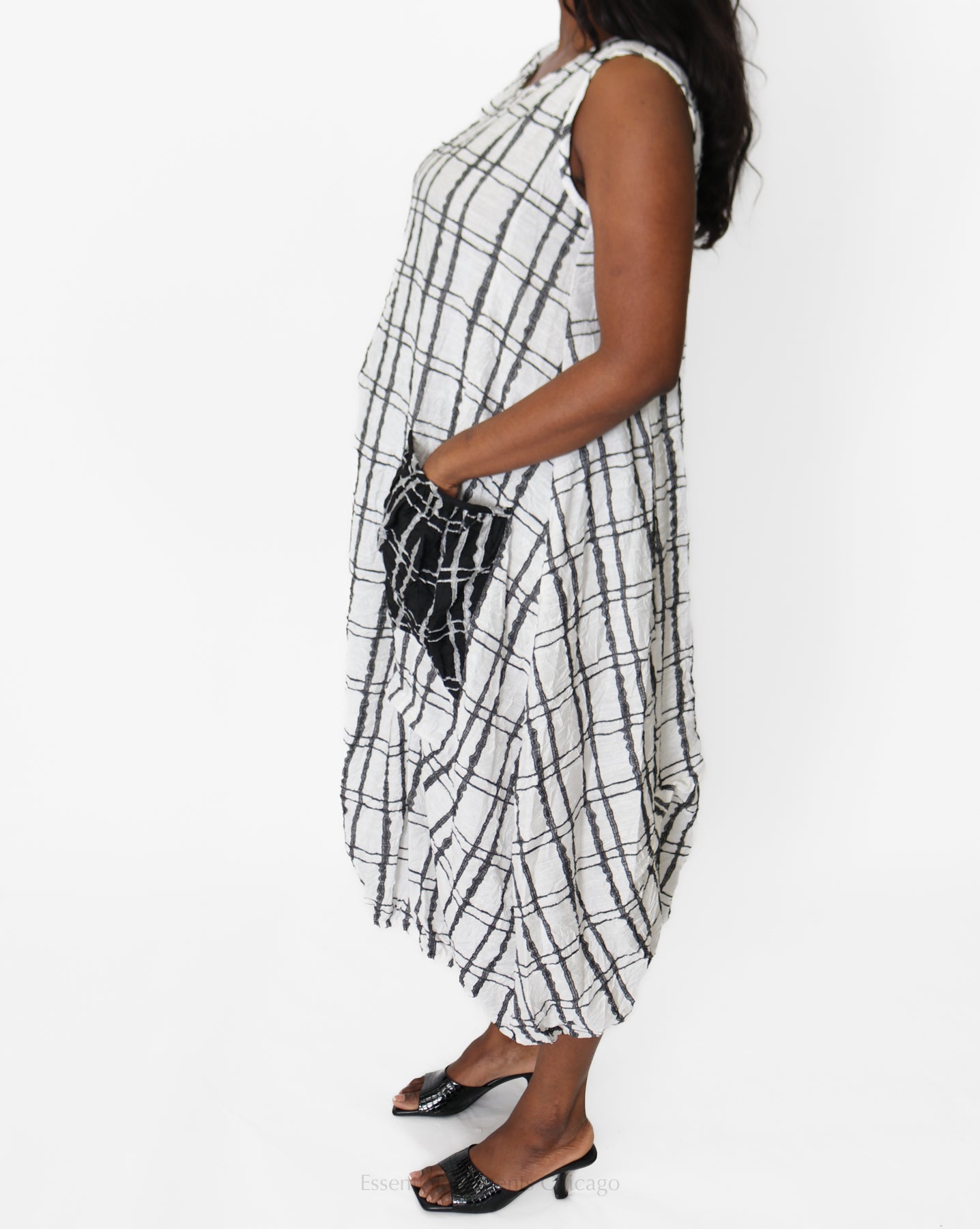 Moonlight Sleeveless Grid Dress