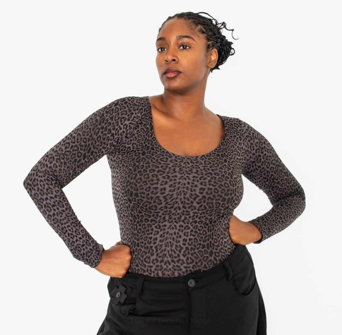 Niki Biki Scoop Neck Top, Leopard