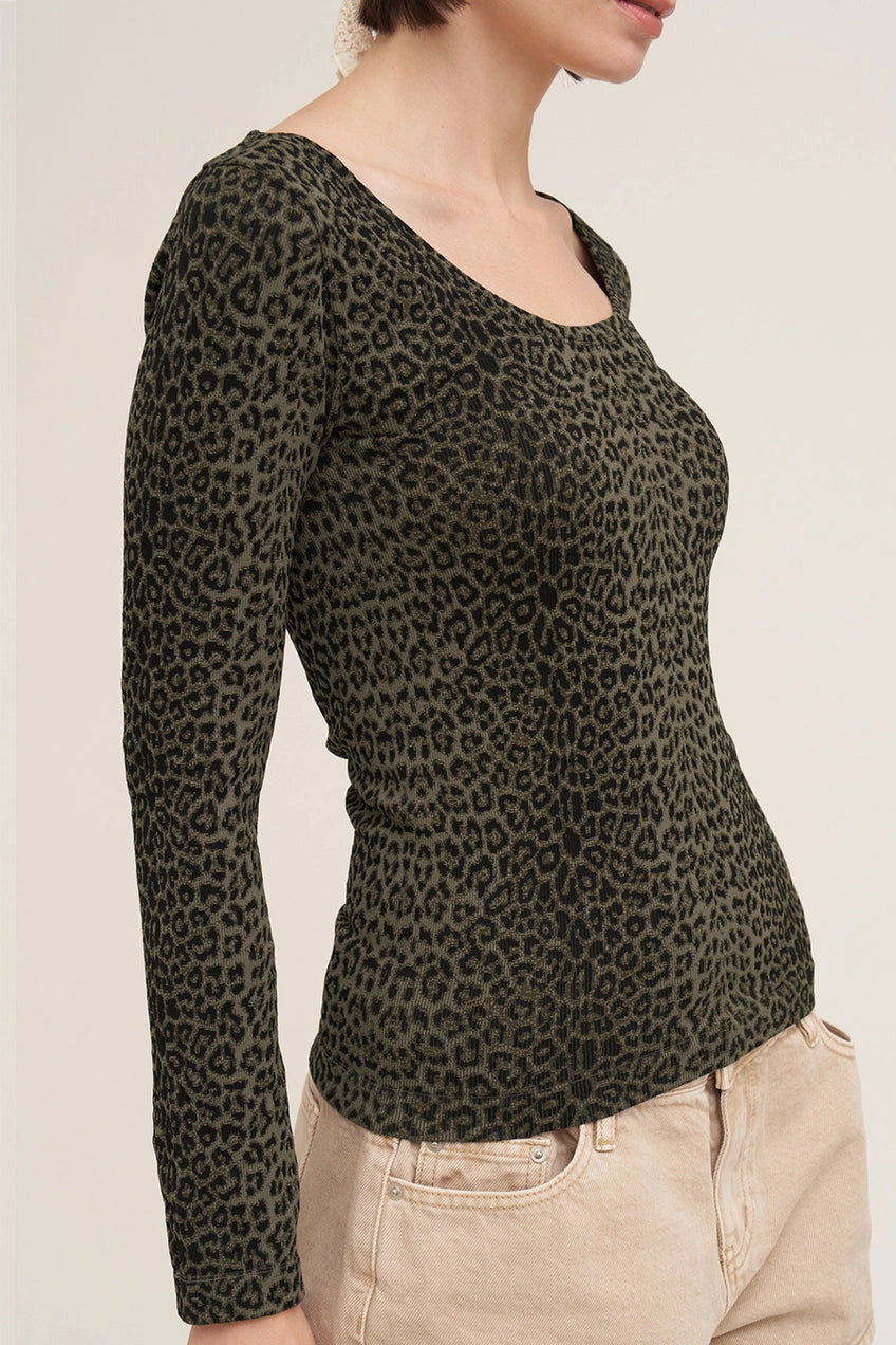 Niki Biki Scoop Neck Top, Leopard