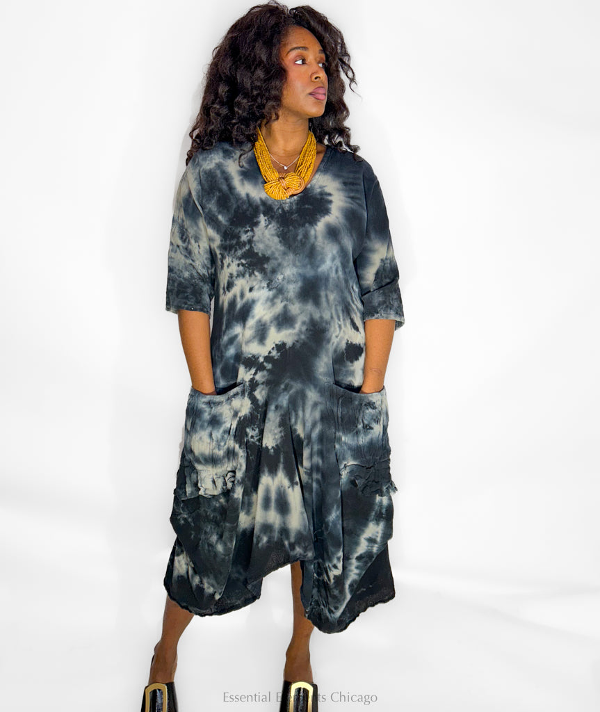 Oh My Gauze Shepard Dress, Marble Black