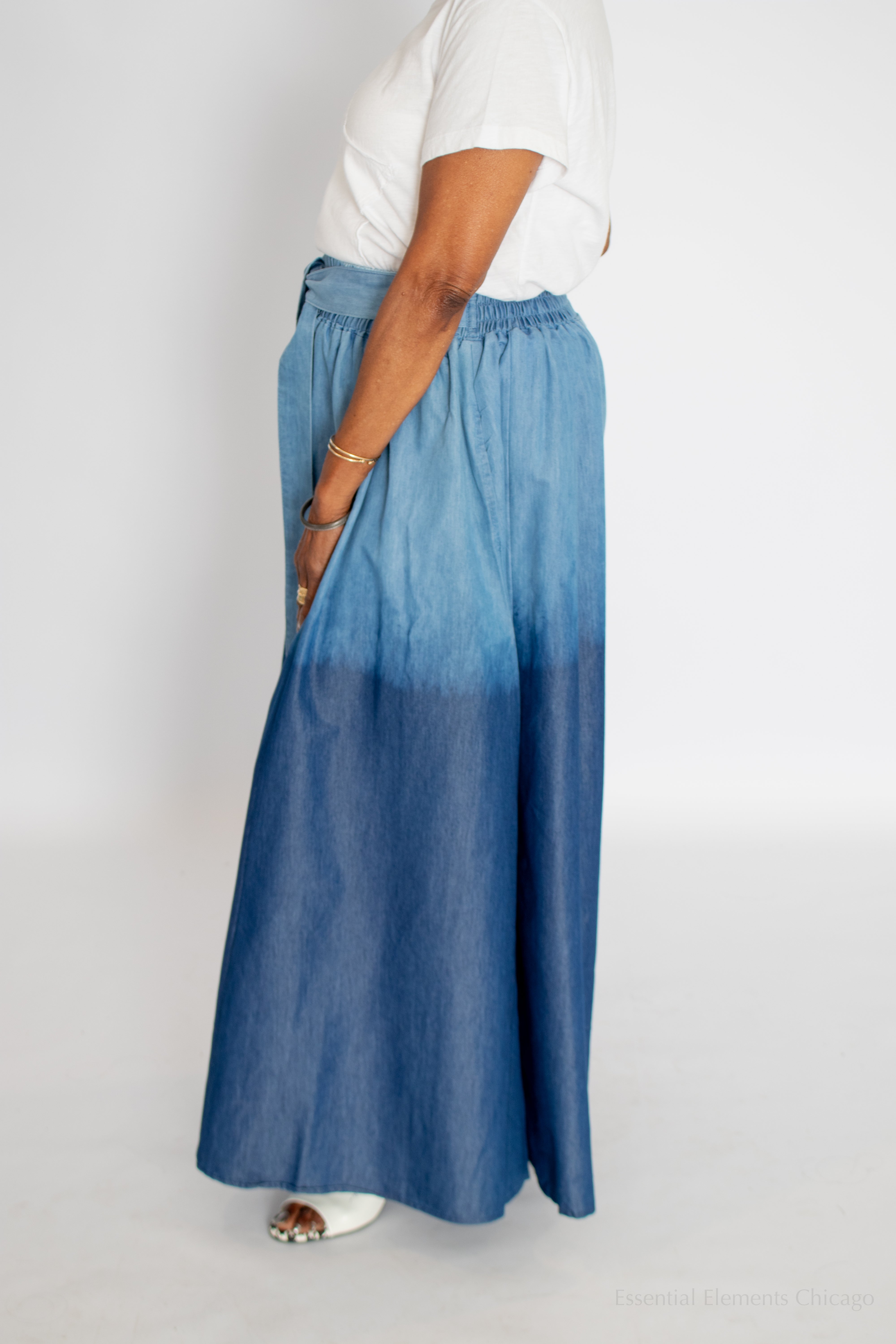 Ombre Denim Palazzo Pants