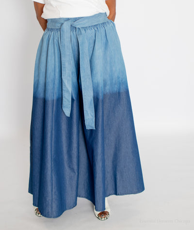Ombre Denim Palazzo Pants