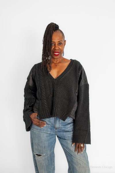 POL Texture Talk Pullover, Black
