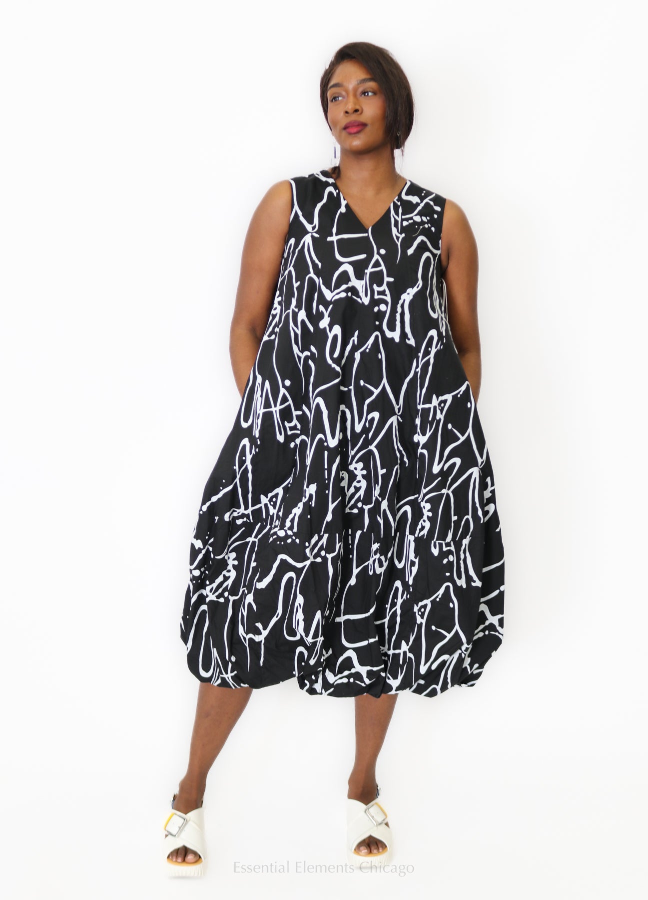 Scribble Print Bubble Dress - Essential Elements Chicago