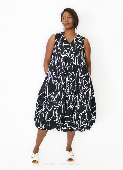 Scribble Print Bubble Dress - Essential Elements Chicago