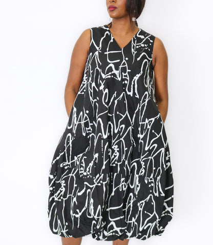 Scribble Print Bubble Dress - Essential Elements Chicago