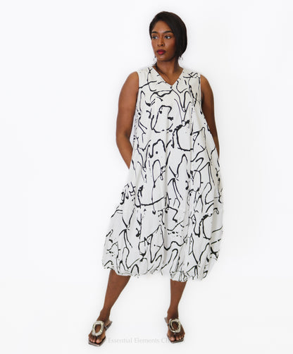 Scribble Print Bubble Dress - Essential Elements Chicago