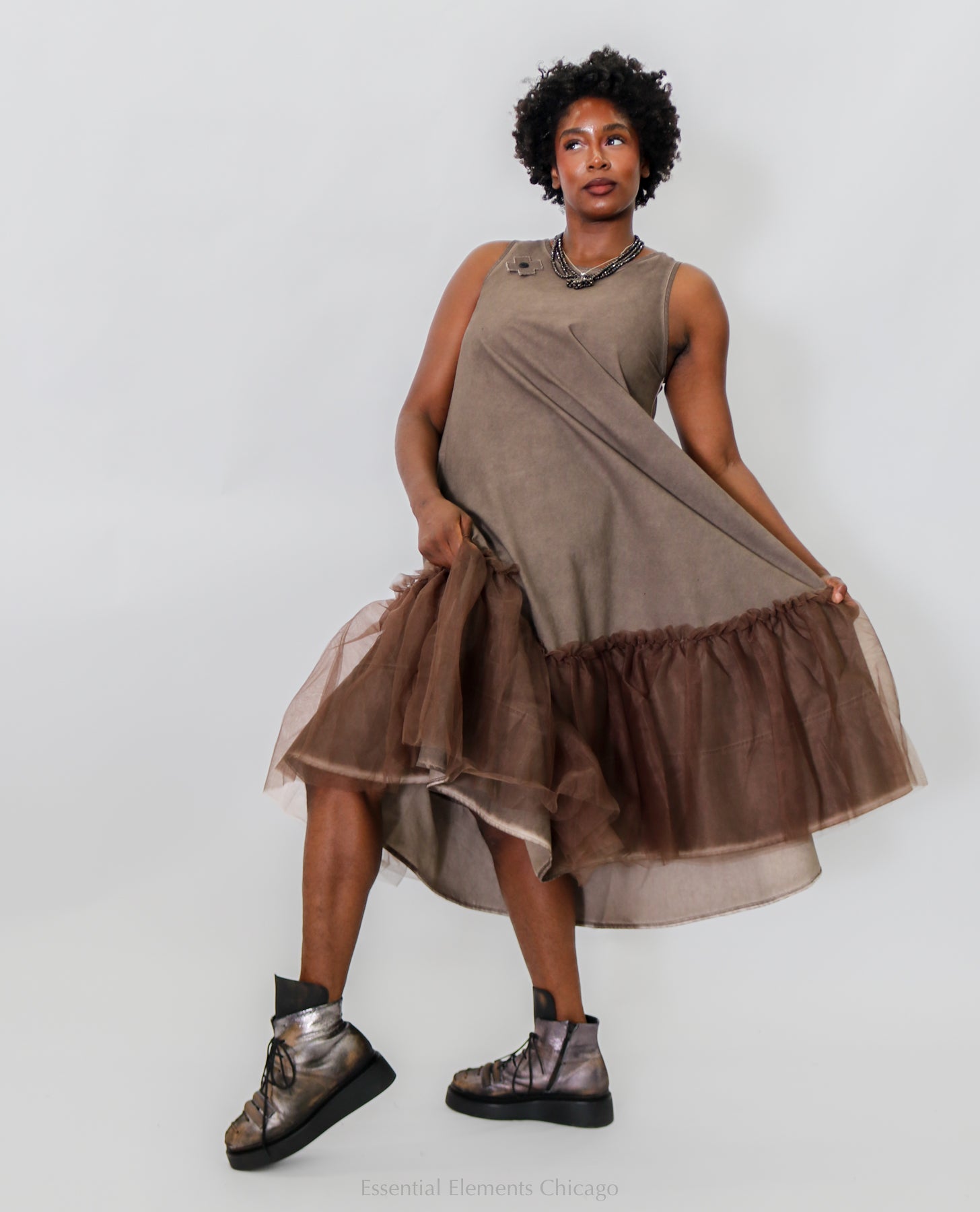 Pluslavie Mesh Dress II, Chocolate