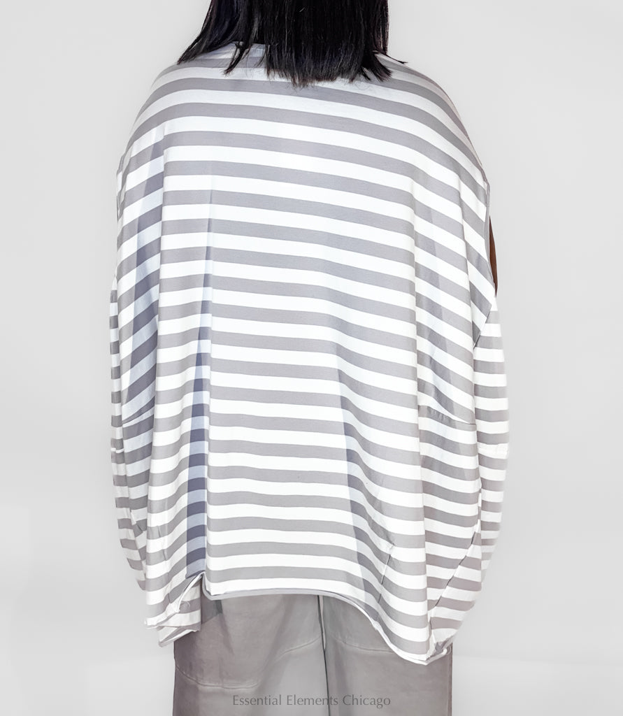 Pluslavie Balloon Shirt, Cement Stripe