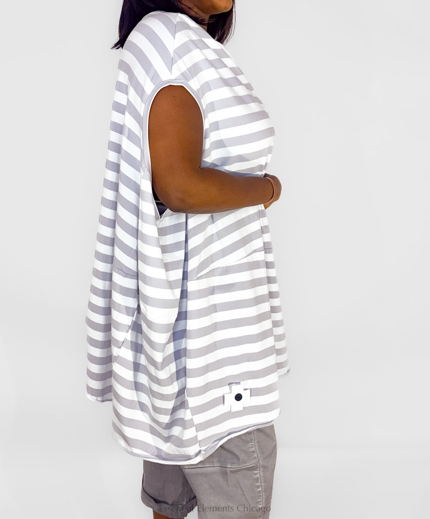 Pluslavie Balloon Shirt, Cement Stripe