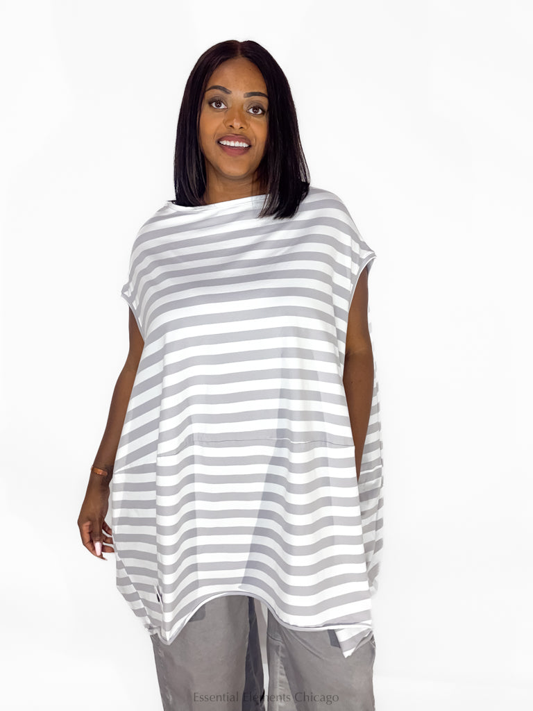 Pluslavie Balloon Shirt, Cement Stripe