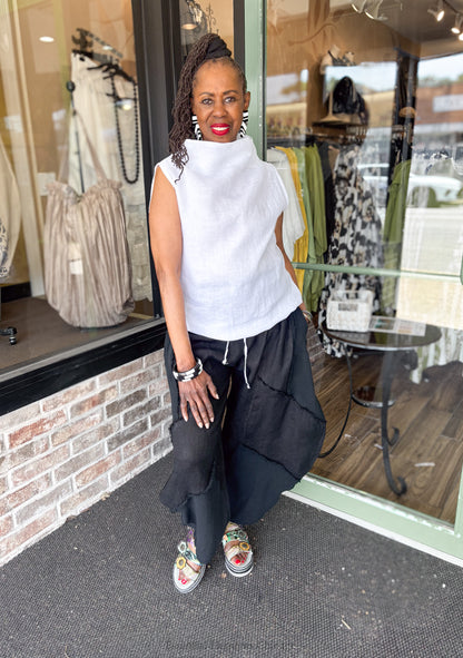 Saga Linen Cowl Top
