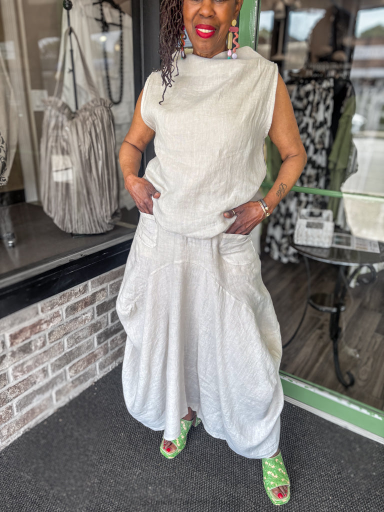 Saga Linen Cowl Top