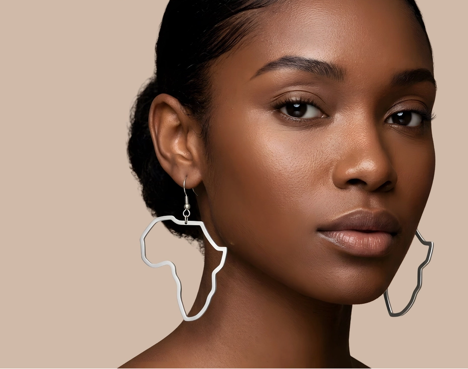 Satsuma Afri-Map Earrings, Silver