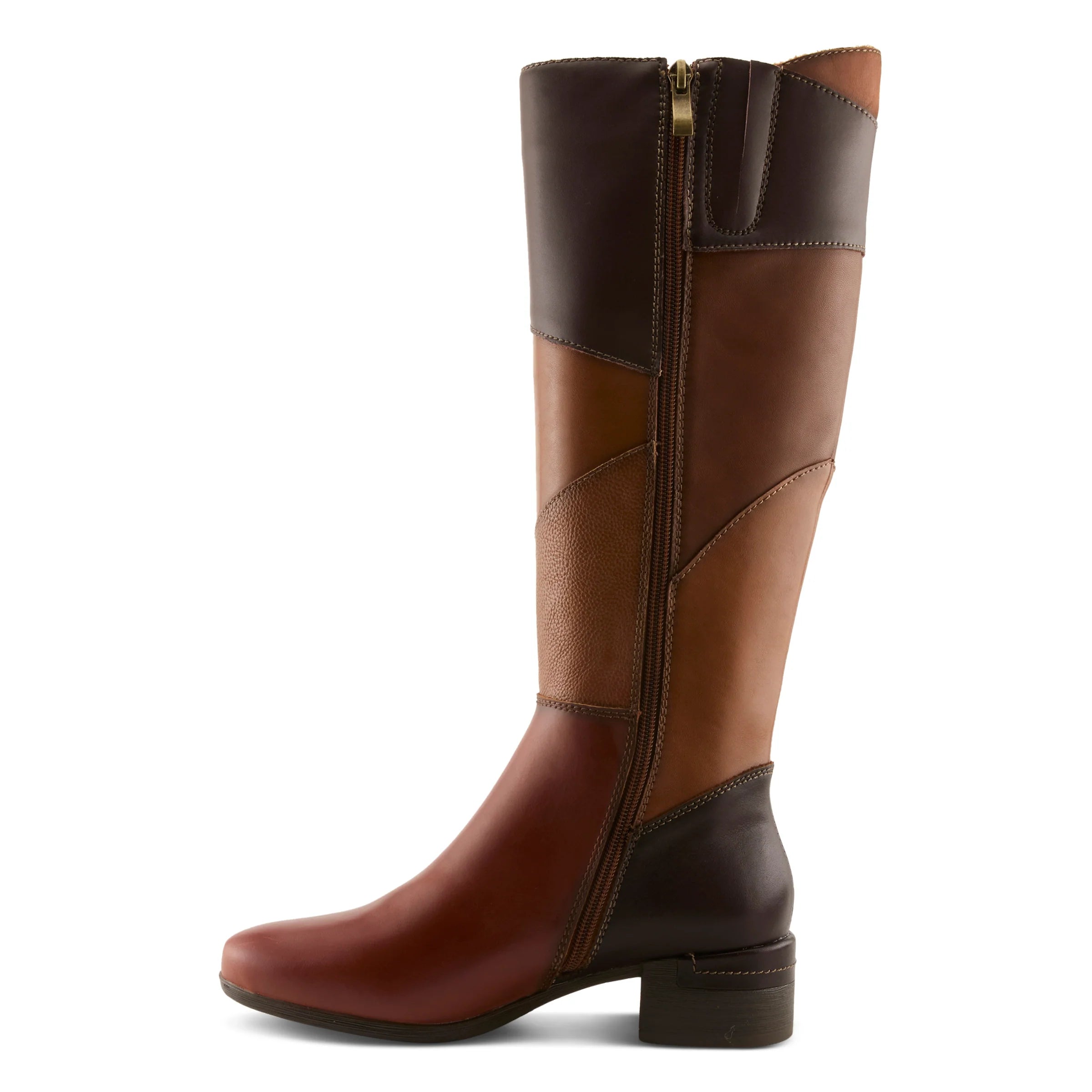 Spring Step Patchwork Boots - Brown