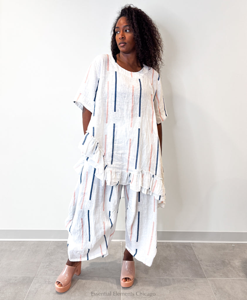 T by Transparente Ruffle Stripe Tunic - Essential Elements Chicago