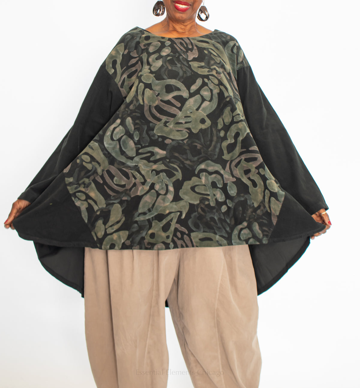 T by Transparente Cord Tunic, Black - Essential Elements Chicago