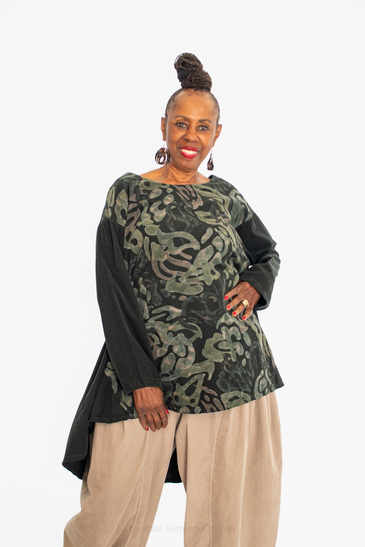 T by Transparente Cord Tunic, Black - Essential Elements Chicago