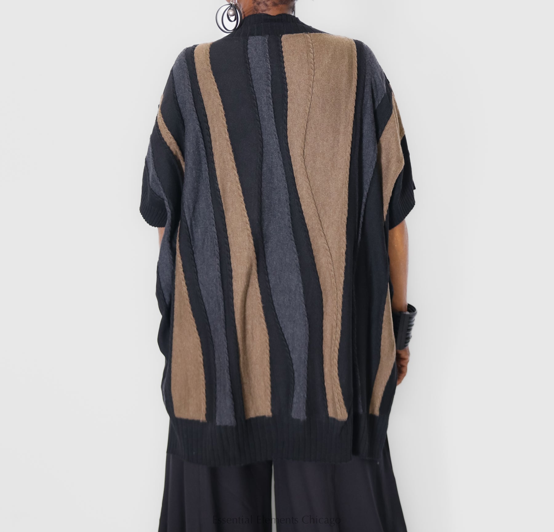 Terra Cabled Stripe Mock Sweater