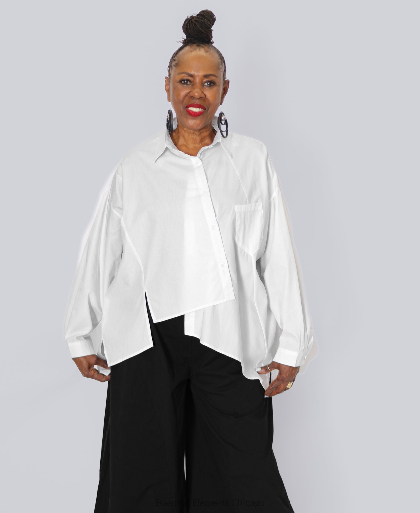 Vanite Couture Asymmetrical Blouse - White
