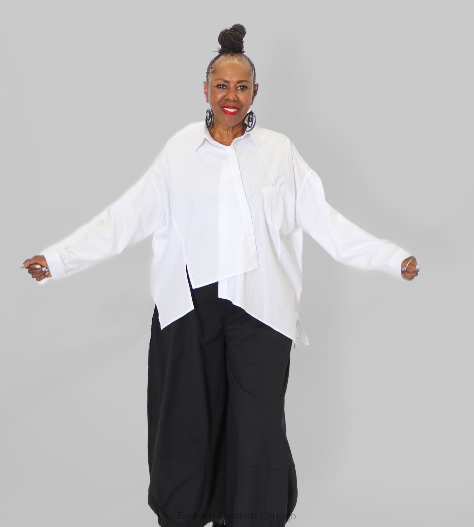 Vanite Couture Asymmetrical Blouse - White
