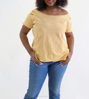 A Rare Bird Ripped Up Tee Mustard POP ELEMENT - T-Shirts by A Rare Bird | Essential Elements Chicago