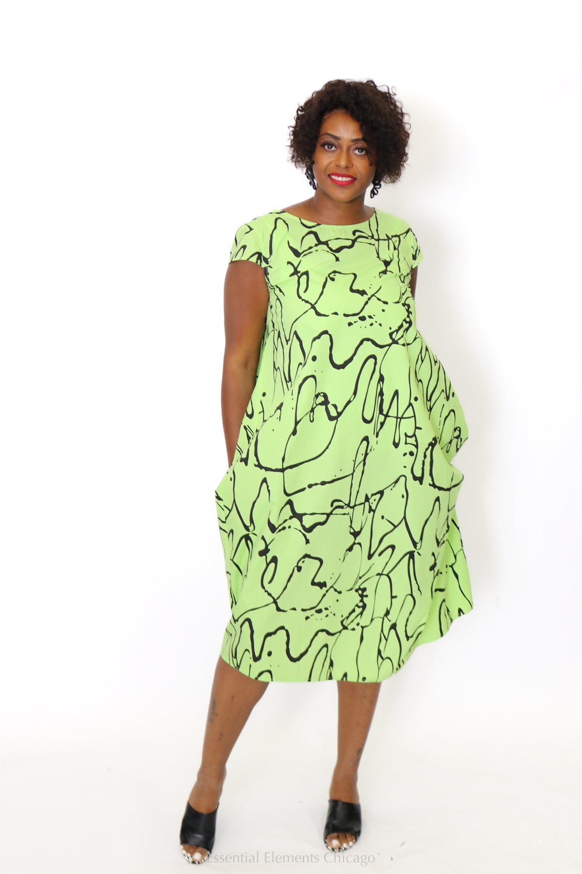 Abstract Cap Sleeve Dress - Essential Elements Chicago