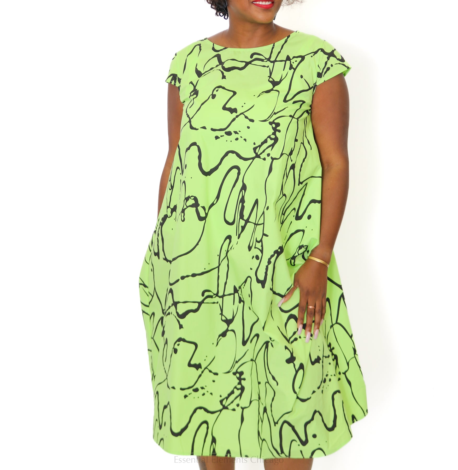 Abstract Cap Sleeve Dress - Essential Elements Chicago