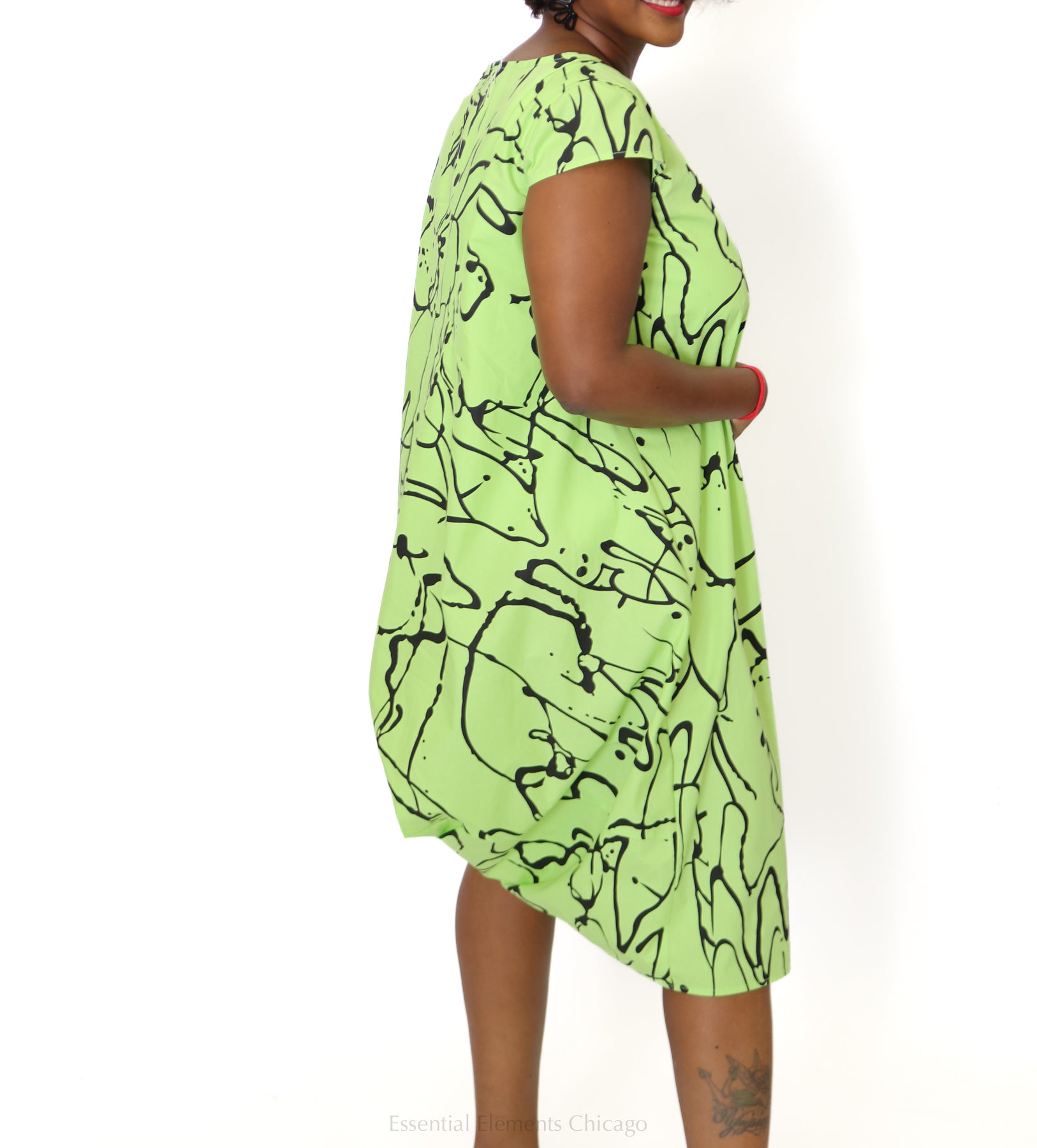 Abstract Cap Sleeve Dress - Essential Elements Chicago