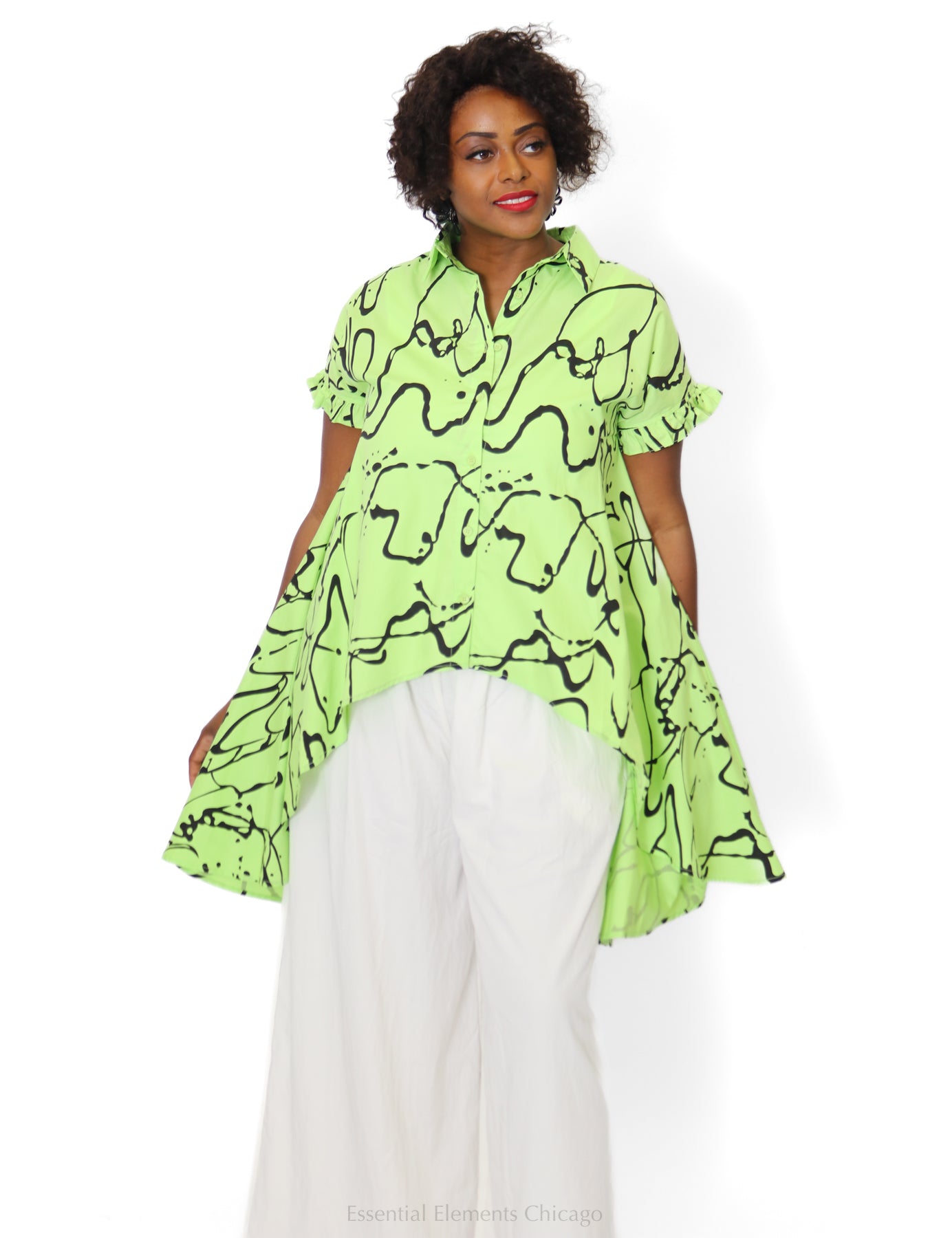 Abstract High-Low Tunic, Lime - Essential Elements Chicago