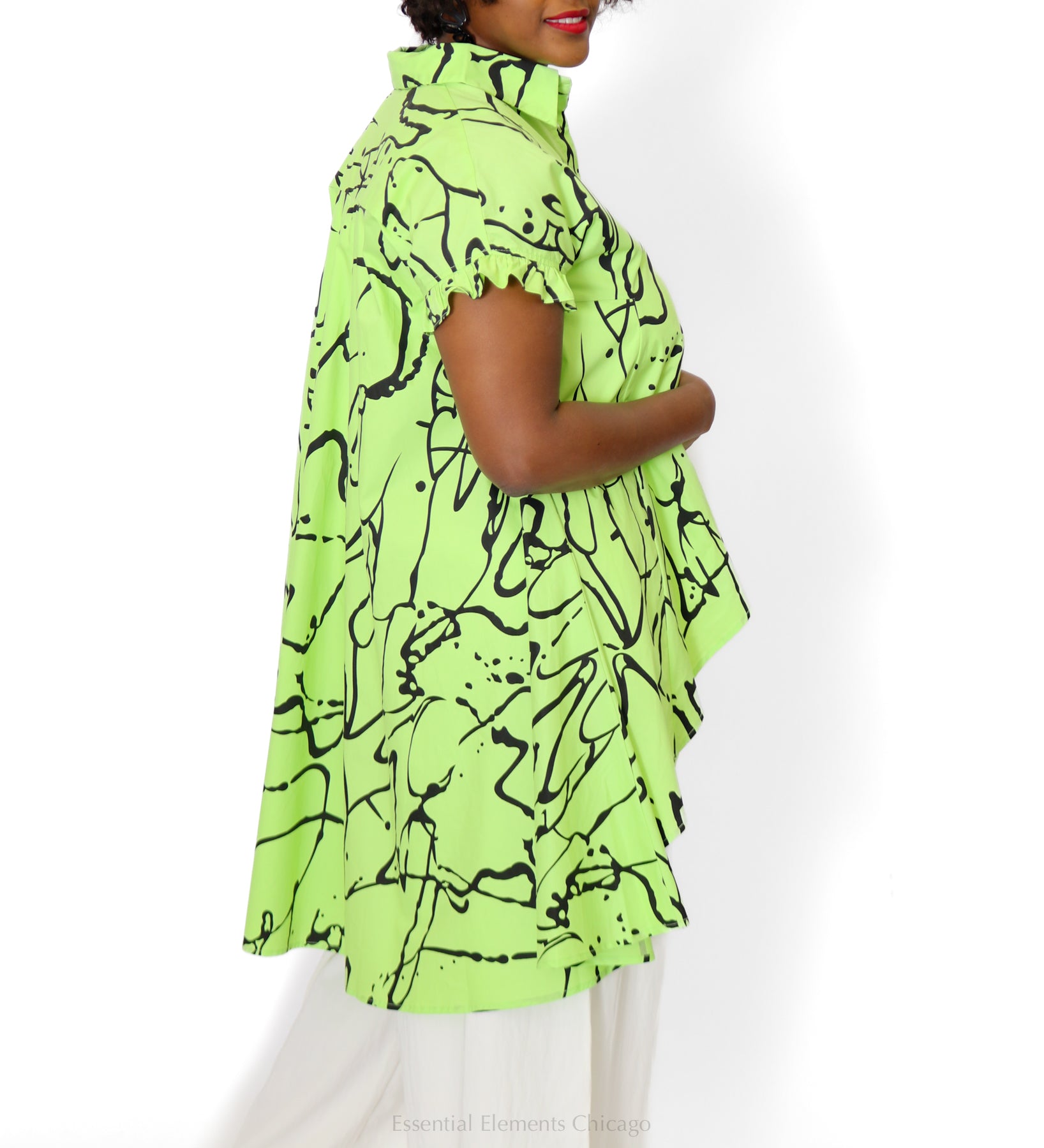 Abstract High-Low Tunic, Lime - Essential Elements Chicago