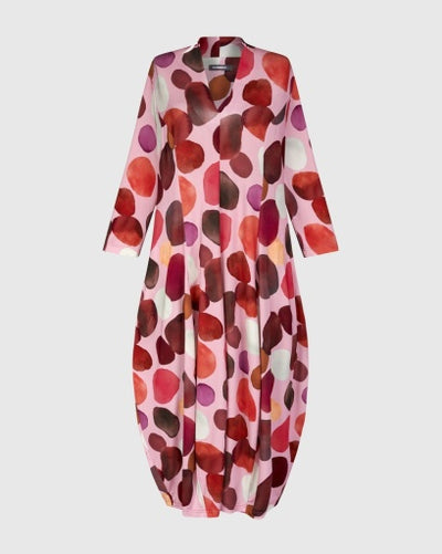 Alembika Cocoon Dress, Magenta Dots - Essential Elements Chicago