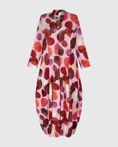 Alembika Cocoon Dress, Magenta Dots - Essential Elements Chicago