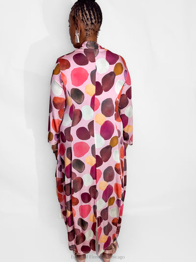 Alembika Cocoon Dress, Magenta Dots - Essential Elements Chicago