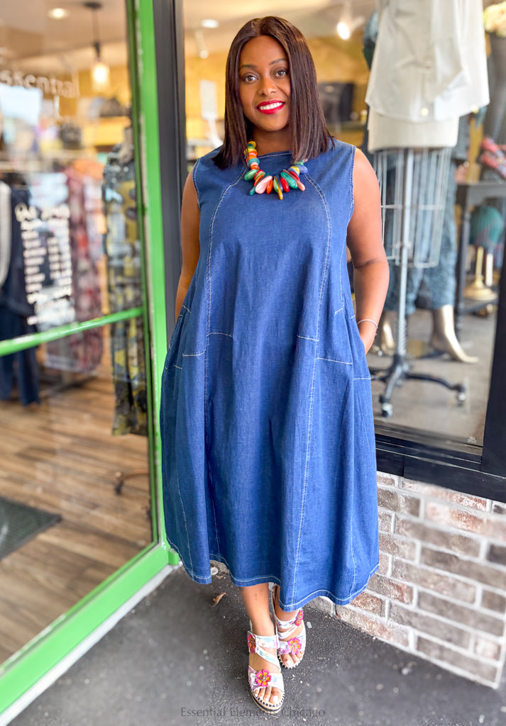Alembika Denim Swing Dress - Essential Elements Chicago