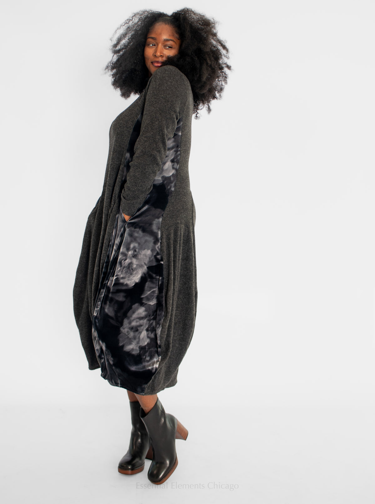 Alembika Knit Dress, Grey - Essential Elements Chicago
