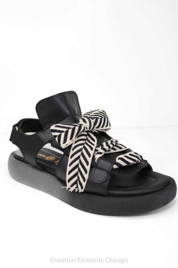 All Black Bow Lace Sandal - Essential Elements Chicago