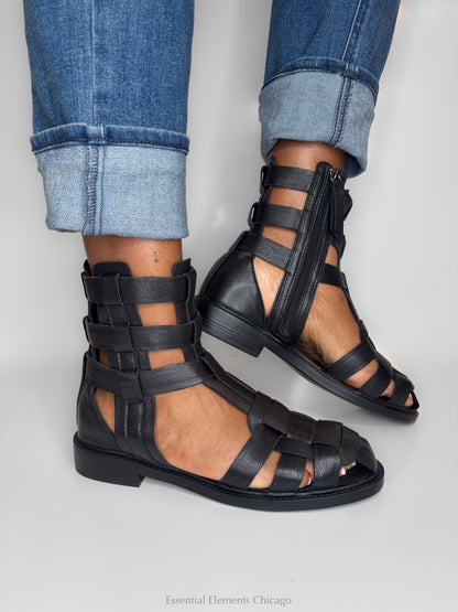 All Black Glad 26 Gladiator Sandal - Essential Elements Chicago
