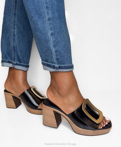 All Black Hi Elegante Mule - Essential Elements Chicago