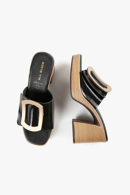 All Black Hi Elegante Mule - Essential Elements Chicago