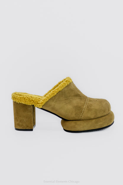 All Black Mod Winter Mule, Green - Essential Elements Chicago