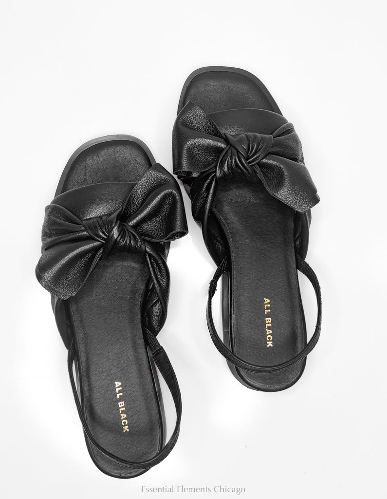 All Black Nu Bow & Sling Sandals - Essential Elements Chicago