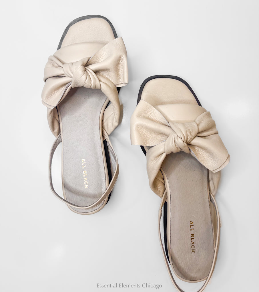 All Black Nu Bow & Sling Sandals - Essential Elements Chicago