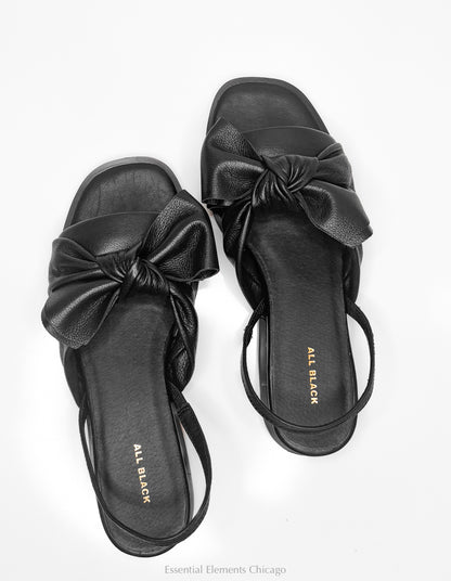 All Black Nu Bow & Sling Sandals - Essential Elements Chicago