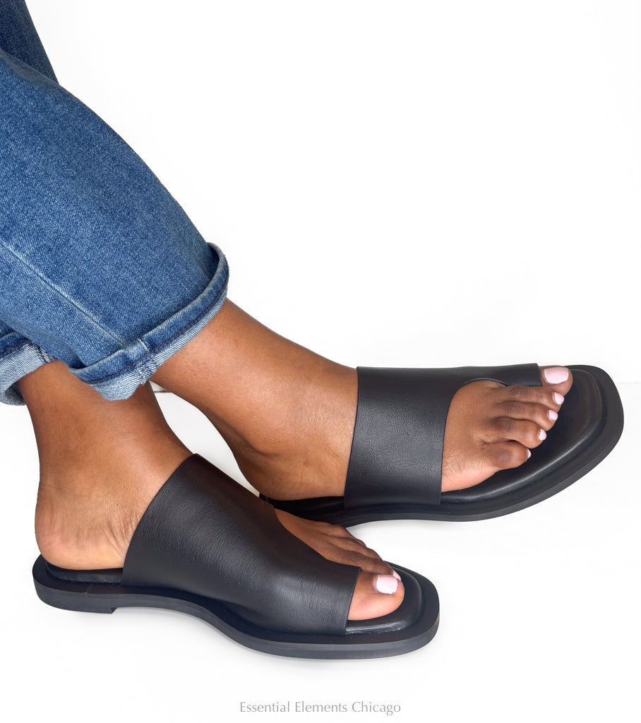 All Black One Side Slide, Black