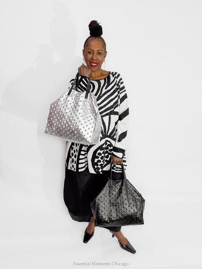 All Black Pebble Leather Tote - Essential Elements Chicago